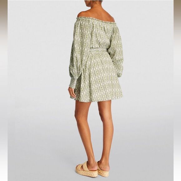 Alice + Olivia Off-The-Shoulder Mary Belted Mini Dress Puff Sleeve Size XL - Picture 2 of 16